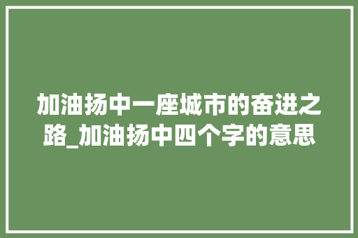 加油扬中一座城市的奋进之路_加油扬中四个字的意思