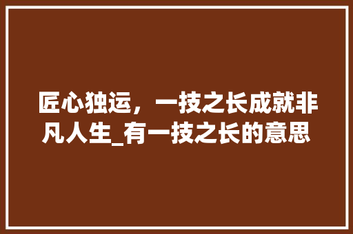 匠心独运，一技之长成就非凡人生_有一技之长的意思的字