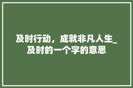 及时行动，成就非凡人生_及时的一个字的意思
