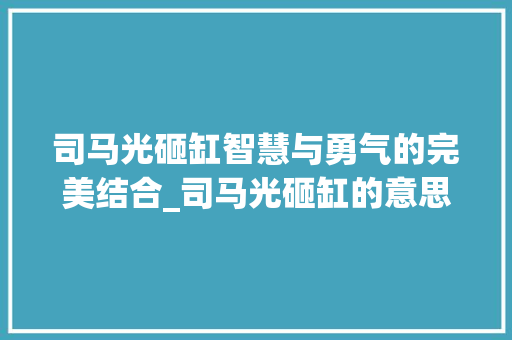 司马光砸缸智慧与勇气的完美结合_司马光砸缸的意思10字