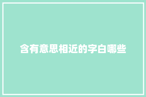 含有意思相近的字白哪些