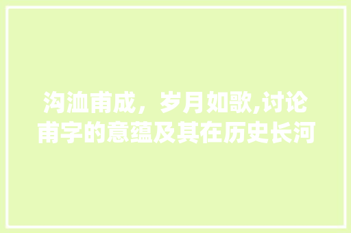 沟洫甫成，岁月如歌,讨论甫字的意蕴及其在历史长河中的演变_沟洫甫成的甫字什么意思