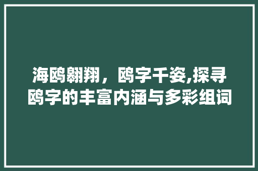 海鸥翱翔，鸥字千姿,探寻鸥字的丰富内涵与多彩组词_海鸥的鸥字所有意思组词