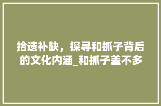 拾遗补缺，探寻和抓子背后的文化内涵_和抓子差不多意思的字