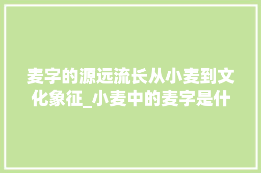 麦字的源远流长从小麦到文化象征_小麦中的麦字是什么意思