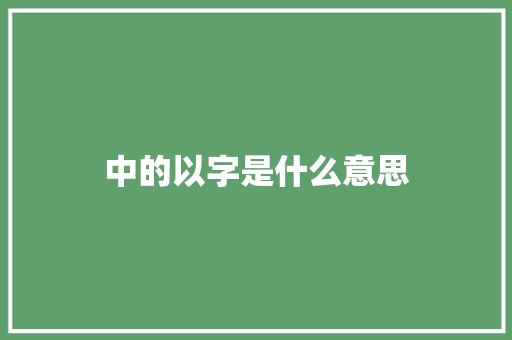 中的以字是什么意思