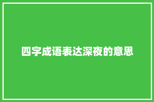 四字成语表达深夜的意思