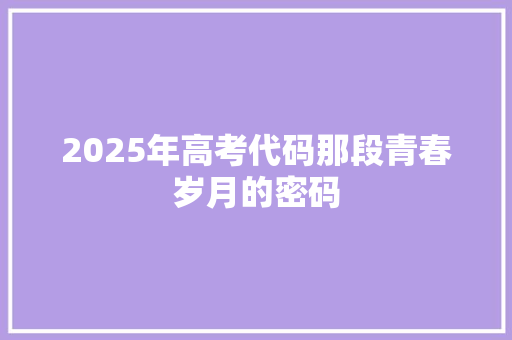 2025年高考代码那段青春岁月的密码 工作总结
