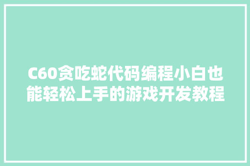 C60贪吃蛇代码编程小白也能轻松上手的游戏开发教程 项目报告