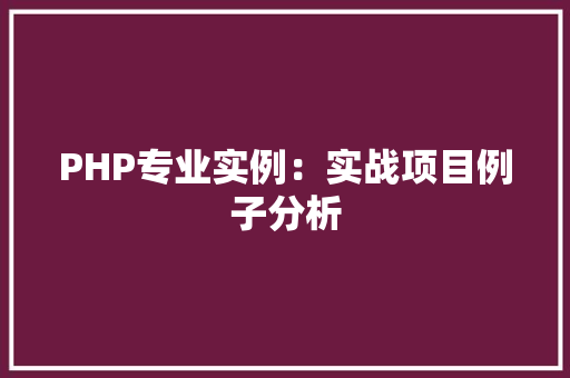 PHP专业实例:实战项目例子分析 项目报告 PHP专业实例:实战项目例子分析 项目报告