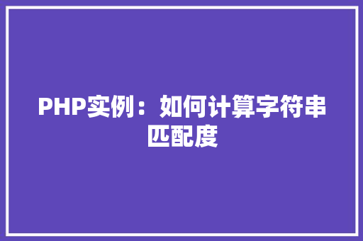 PHP实例:如何计算字符串匹配度 工作总结 PHP实例:如何计算字符串匹配度 工作总结