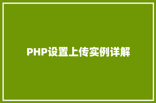PHP设置上传实例详解