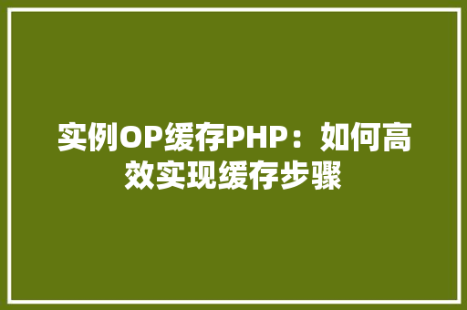 实例OP缓存PHP：如何高效实现缓存步骤