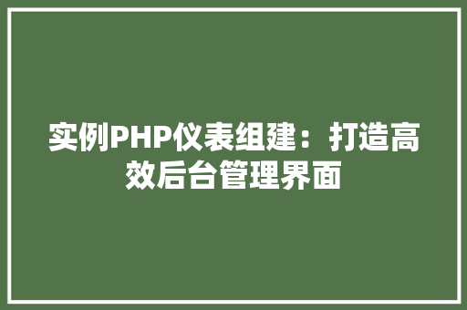 实例PHP仪表组建：打造高效后台管理界面