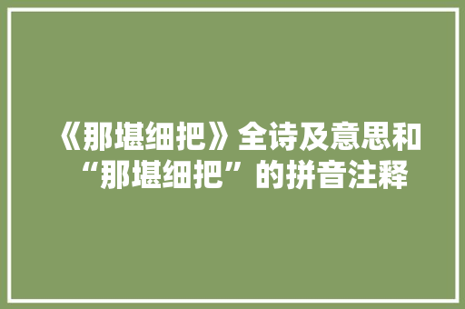 《那堪细把》全诗及意思和“那堪细把”的拼音注释