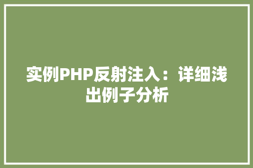 实例PHP反射注入：详细浅出例子分析
