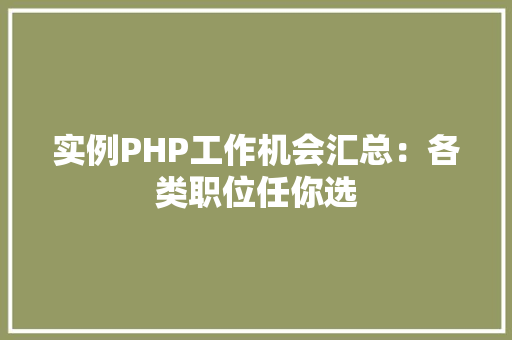 实例PHP工作机会汇总：各类职位任你选