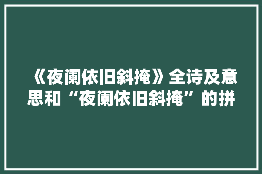 《夜阑依旧斜掩》全诗及意思和“夜阑依旧斜掩”的拼音注释