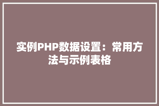 实例PHP数据设置:常用方法与示例表格