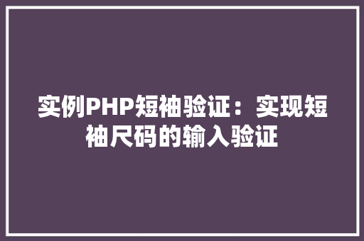 实例PHP短袖验证:实现短袖尺码的输入验证