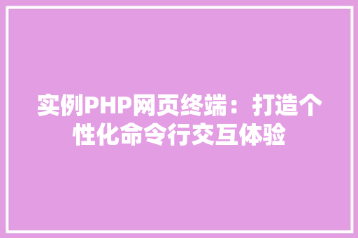 实例PHP网页终端:打造个性化命令行交互体验