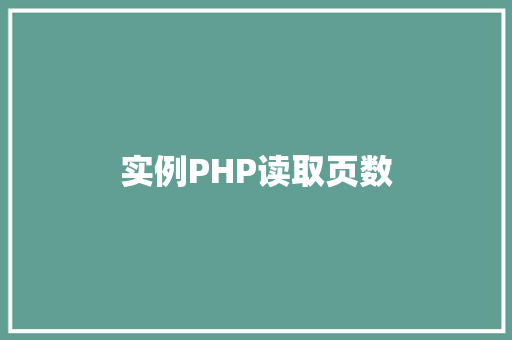 实例PHP读取页数