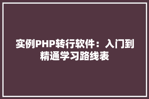 实例PHP转行软件：入门到精通学习路线表
