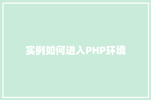 实例如何进入PHP环境
