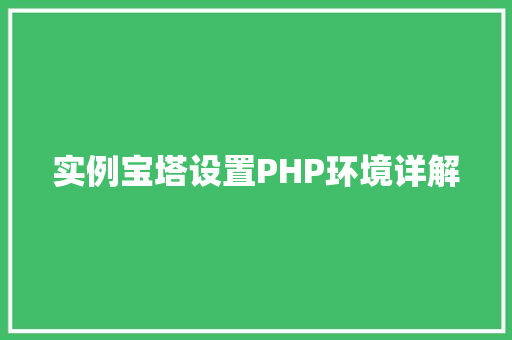 实例宝塔设置PHP环境详解