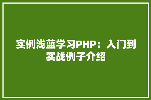 实例浅蓝学习PHP:入门到实战例子介绍