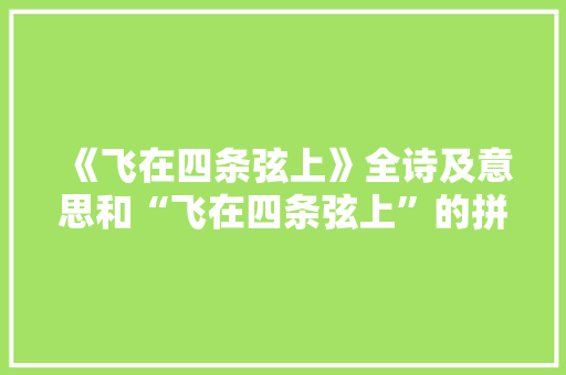 《飞在四条弦上》全诗及意思和“飞在四条弦上”的拼音注释