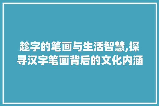 趁字的笔画与生活智慧,探寻汉字笔画背后的文化内涵_趁字的笔画是什么意思啊