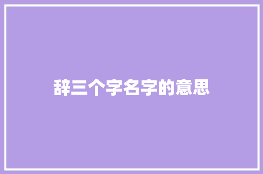 辞三个字名字的意思