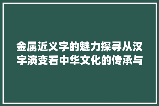 金属近义字的魅力探寻从汉字演变看中华文化的传承与发展_金属的近义字是什么意思