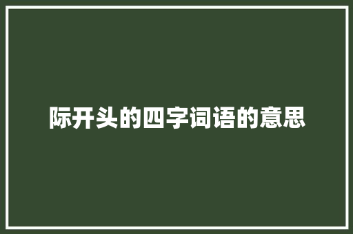际开头的四字词语的意思