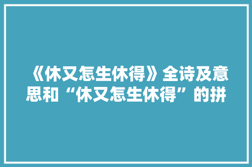《休又怎生休得》全诗及意思和“休又怎生休得”的拼音注释