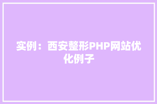 实例：西安整形PHP网站优化例子