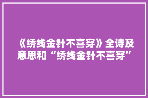 《绣线金针不喜穿》全诗及意思和“绣线金针不喜穿”的拼音注释
