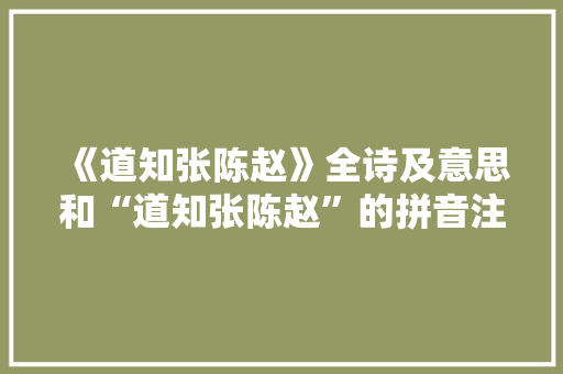 《道知张陈赵》全诗及意思和“道知张陈赵”的拼音注释 诗词鉴赏