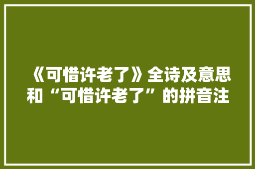 《可惜许老了》全诗及意思和“可惜许老了”的拼音注释 诗词鉴赏