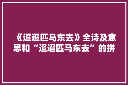 《迢迢匹马东去》全诗及意思和“迢迢匹马东去”的拼音注释