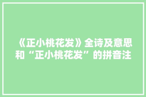 《正小桃花发》全诗及意思和“正小桃花发”的拼音注释