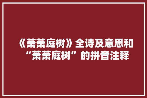 《萧萧庭树》全诗及意思和“萧萧庭树”的拼音注释