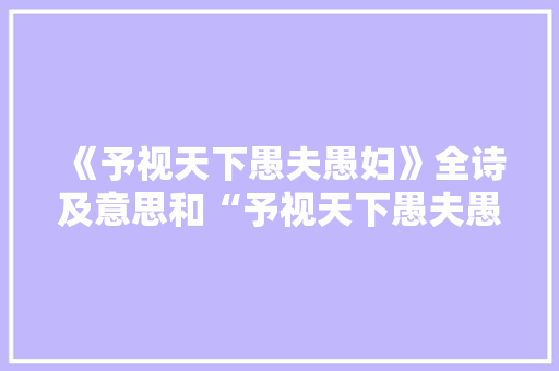 《予视天下愚夫愚妇》全诗及意思和“予视天下愚夫愚妇”的拼音注释