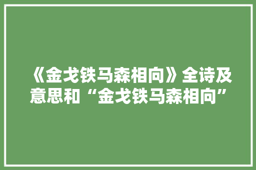 《金戈铁马森相向》全诗及意思和“金戈铁马森相向”的拼音注释