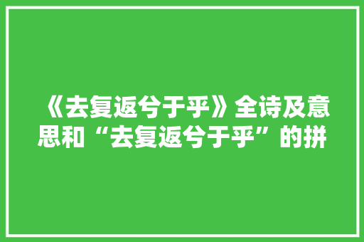 《去复返兮于乎》全诗及意思和“去复返兮于乎”的拼音注释