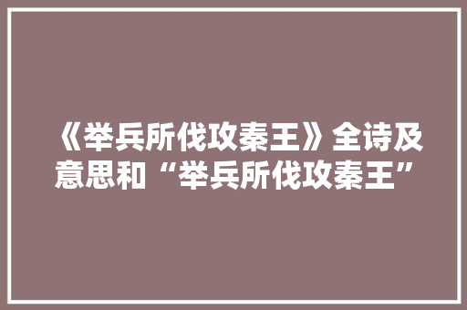 《举兵所伐攻秦王》全诗及意思和“举兵所伐攻秦王”的拼音注释