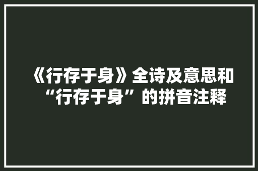 《行存于身》全诗及意思和“行存于身”的拼音注释