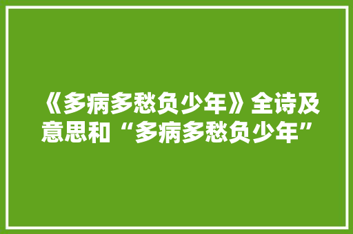 《多病多愁负少年》全诗及意思和“多病多愁负少年”的拼音注释 诗词鉴赏