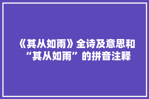 《其从如雨》全诗及意思和“其从如雨”的拼音注释